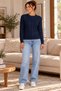 New Season Women's Crew Neck Hair Knit Patterned Long Sleeve Knitwear Sweater - 4