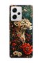 Redmi Note 12 Pro 5g Compatible Leopard Red Flower Printed Transparent Phone Case