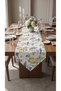 Duck Fabric Triangle End Runner 40X150 cm – Blue Bird, Lemon and Grape Patterned, Water Repellent Stain-Resistant Decorative Table Runner