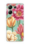 Redmi Note 13 4g Compatible Large Flower Mint Green Printed Transparent Phone Case