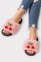 Women's Warm Plush Cherry Detailed House Slippers Pudra - 2