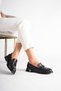 Women's Genuine Leather Daily Wear Buckle Detailed Loafer Shoes