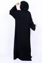 Women's Black Front-Open Nida Abaya with Beaded Wave Embroidery - 5