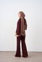 Women's Soft Textured Suit with Piping Detail, Plum - 5
