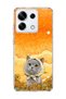 Redmi Note 13 Pro 5g Compatible Gray Cat Sunflower Printed Transparent Phone Case with Scarf