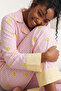 Pink Smiley Face Patterned Soft Touch Winter Buttoned Ribbed Knitted Pajama Set 8082 - 4