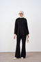 Women's Soft Textured Suit with Piping Detail in Black