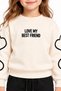 40210-26 Girl's Love My Best Friend Printed Heart Sleeve Detail Cargo Pocket Jogger Sweatpants 2-Piece Set 3-6 Years Old - 5