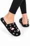 Unisex Home Furry Non-Slip Sole Slippers Black-White - 2