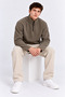 Men's Half-Zip Loose Khaki Sweatshirt - 2