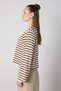 Women's Brown Crop Wide Sleeve Oversize Printed Striped Sweatshirt 32078 - 3