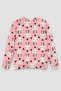 Girl's Rabbit Patterned Soft Velvet Textured Pink Pajama Top - 2