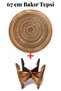 67 cm Hand-Embroidered Authentic Patterned Thick Urfa Copper Tray + Foldable Floor Table