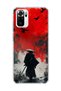 Redmi Note 10 / 10S Compatible Samurai Red Sun Crow Printed Transparent Phone Case