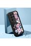 Samsung Galaxy S22 Ultra Compatible Black Silicone Camera Protected Shock Absorbing Protective Case with Floral Pattern - 2