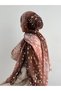Fawn Patterned Bamboo Shawl - Brown & Salmon