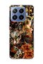 Mi 17t Pro Compatible Leopard Gold Collage Printed Transparent Phone Case