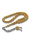 Metal Tasseled Capsule Cut Yellow Crimped Amber Prayer Beads