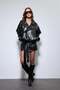 Belted Faux Leather Trench Coat - Black - 2