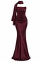 Plum Draped Evening Dress with Scarf - 20630 - 2