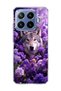 Mi 17t Pro Compatible Wolf and Purple Flower Printed Transparent Phone Case
