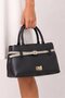 Women Brand Logo Handbag, Black - 2