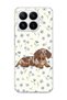 Mi 17t Compatible Sausage Dog Blue Flower Printed Transparent Phone Case