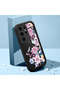 Samsung Galaxy S24 Ultra Compatible Black Silicone Camera Protected Shock Absorbing Protective Case with Floral Pattern - 2