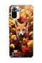 Redmi Note 10 / 10S Compatible Transparent Phone Case with Fox and Flowers Printed Design