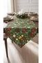 Duck Fabric Triangle-Pointed Runner 40X130 cm – Green Christmas Star, Pine Branch and Christmas Ornament Patterned, Water Repellent Stain-Resistant Table Runner