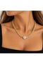Milano Beautys Gold Color Stone Round Detailed Women's Chain Necklace – Shiny Gold Color Stylish and Elegant Necklace
