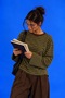 Women's Green Brown Striped Crew Neck Oversize Longsleeve Sweatshirt - 3