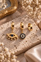 Nazar Eye 3-Piece Combination Steel Earring Set (Gold Color)