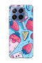 Mi 17t Pro Compatible Strawberry Ice Cream Blue Printed Transparent Phone Case