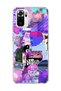 Redmi Note 10 / 10S Compatible Purple Sculptured Palm Printed Transparent Phone Case