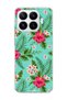 Mi 17t Compatible Turquoise Tropical Flower Printed Transparent Phone Case