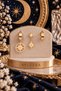 Compass Star 3-Piece Combination Steel Earring Set (Gold Color) - 3
