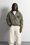 Men's Leather Pocket Detailed Zippered Hooded Oversize Sweatshirt - 2