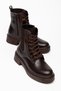 Pamela Women's Shiny Daily Brown Leather Thick Sole Boots - 2