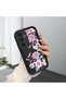 Samsung Galaxy S24 Plus Compatible Black Silicone Camera Protected Shock-Absorbing Protective Case with Floral Pattern