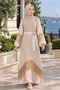 Evening Dress with Sequined Tassels on the Sleeves and Hem, Balloon Sleeves - 4