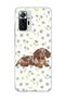 Redmi Note 10 Pro 4g Compatible Sausage Dog Blue Flower Printed Transparent Phone Case