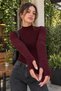 Women's Viscose Half Turtleneck Finger-Looped Long Sleeve Blouse
