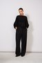 Bat Sleeve Openwork Knitted Sweater Black