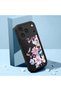 iPhone 17 Pro Max Compatible Black Silicone Camera Protected Shock Absorbing Protective Case with Floral Pattern - 2