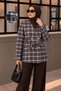 V-Neck Plaid Jacket Tsd260334 Brown - 2