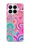 Mi 17t Compatible Pink Turquoise Spiral Printed Transparent Phone Case