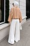 Elasticized Stripe Detailed Bomber Jacket Tsd260277 Mink - 6