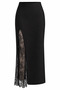 Black Lace Detailed Slit Knitwear Skirt - 2Y251007