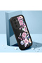 Samsung Galaxy S25 Compatible Black Silicone Camera Protected Shock Absorbing Protective Case with Floral Pattern - 2